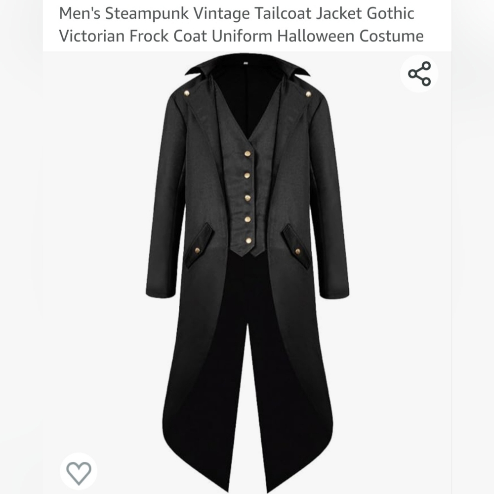 Men's Steampunk Vintage Tailcoat; Gothic Victorian Size Large